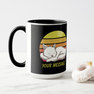 Caneca Ouro Sol Branco Gato Dormindo