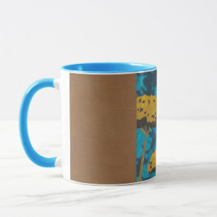 Caneca Ouro Yseta Garden com fundo azul