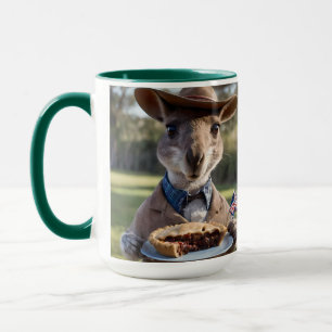 Caneca "Outback Delight: Um Canguru come carne Aussie