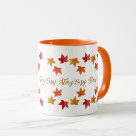Caneca Outono Aconchegante & Folhas de Outono Rústico 