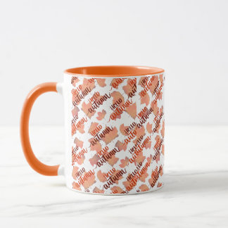Caneca outono de outono deixa café com duas tonalidades