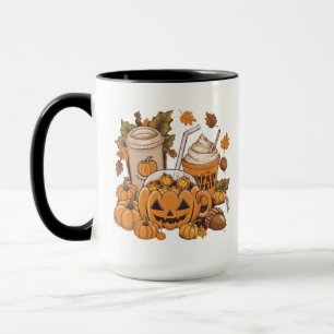 Caneca Outono Família Halloween Ação de Graças Fofo Outon