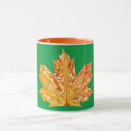 Caneca Outono Laranja folha de ouro fica verde