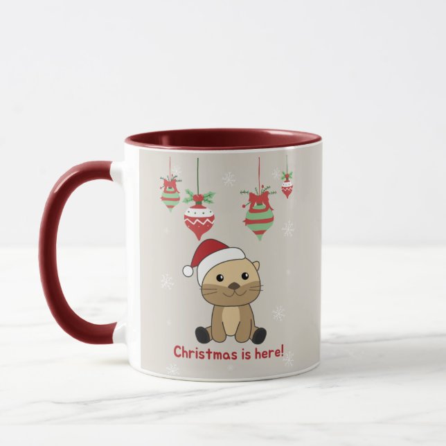 Caneca Outra neve de Natal Animais de inverno Mais Lontra (Esquerda)