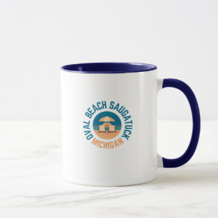 Caneca Oval Beach Saugatuck Michigan Coffee Mug
