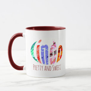 Caneca Oval Divertido Nome Colorido Linda Abstrato, Perso