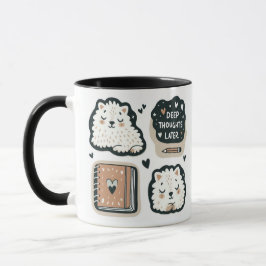 Caneca Ovelha Branca Fluffy - "Pensamentos Profundos Mais