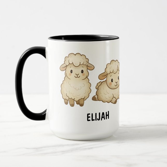 Caneca Ovelha Desenhada à Mão Personalizada Fofa (Esquerda)