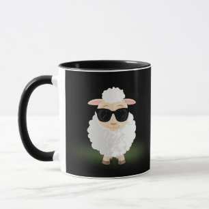 Caneca Ovelha Legal Com Óculos de Sol Neon Verde Divertid