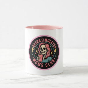 Caneca Overstimulado Clube do Mães Skull Mensagem Mãe Vid