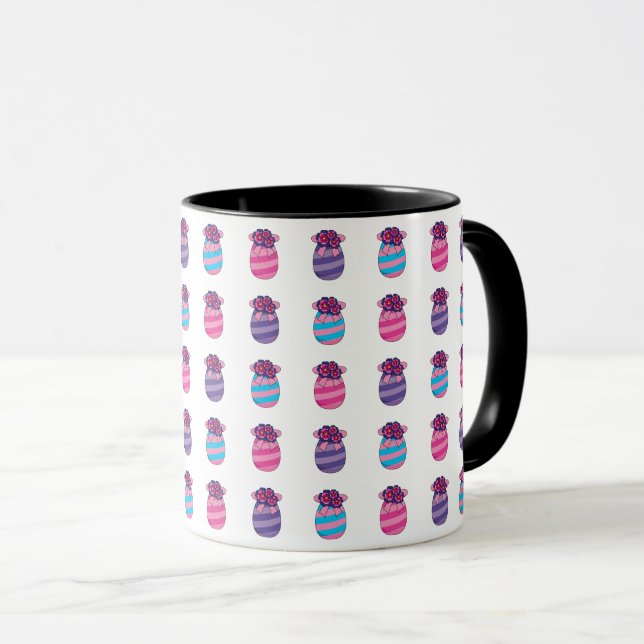 Caneca Ovos de Páscoa com Flores e Fita (Frente Esquerda)