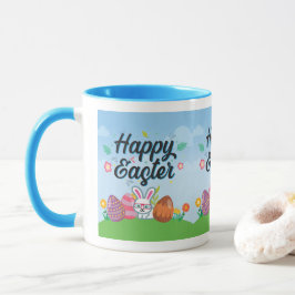 Caneca Ovos Feliz Páscoa Coelho & Flores