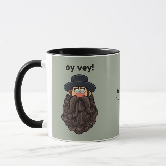 Caneca OY VEY! Funny RABBI Peronalizado (Esquerda)