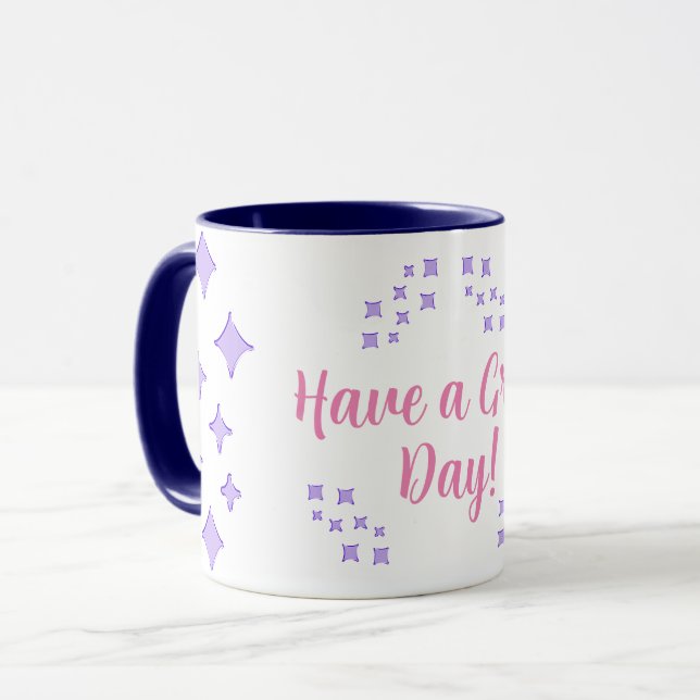 Caneca Pacote de Padrão de Estrelas de Fosco Violet Perso (Frente Esquerda)