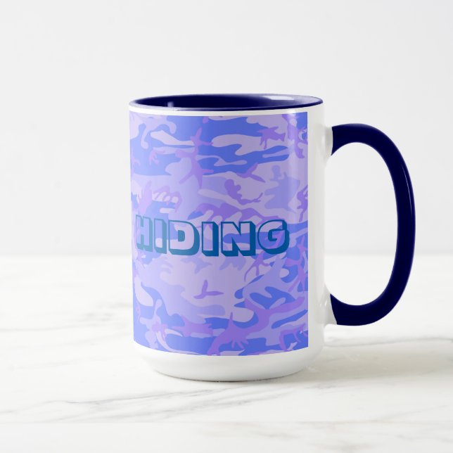 Caneca Padrão Abstrato Azul de Pastel de Camouflage (Direita)