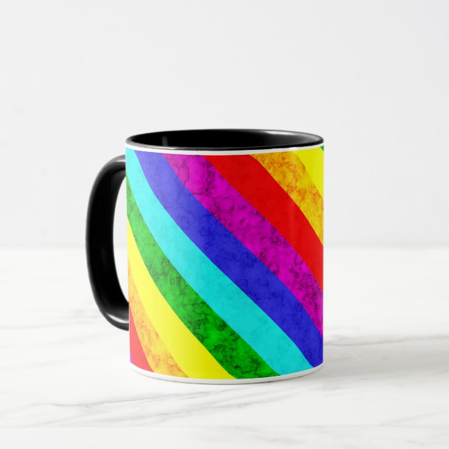 Caneca Padrão abstrato de arco-íris , (Frente Esquerda)