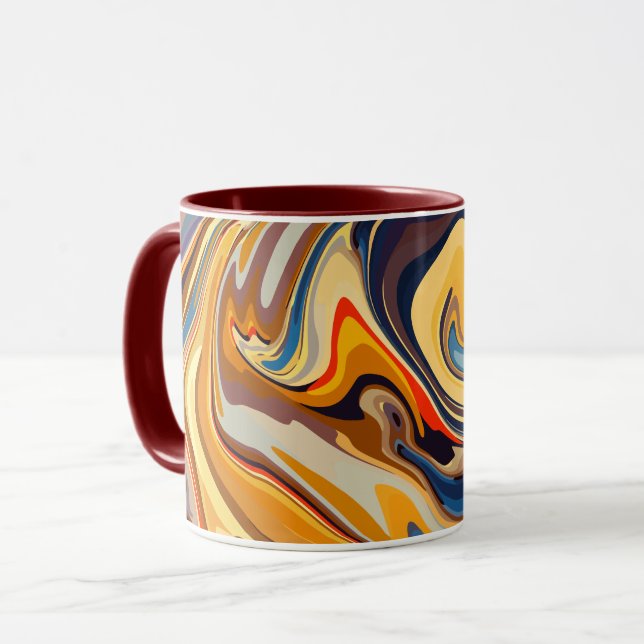 Caneca Padrão Abstrato de Fluxo Quente e Frio (Frente Esquerda)