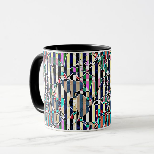 Caneca Padrão abstrato de listras (Frente Esquerda)