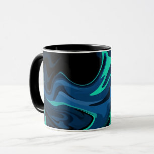 Caneca Padrão Abstrato de Redemoinho Azul Escuro