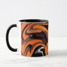 Caneca Padrão Abstrato de Redemoinho Laranja Fogo