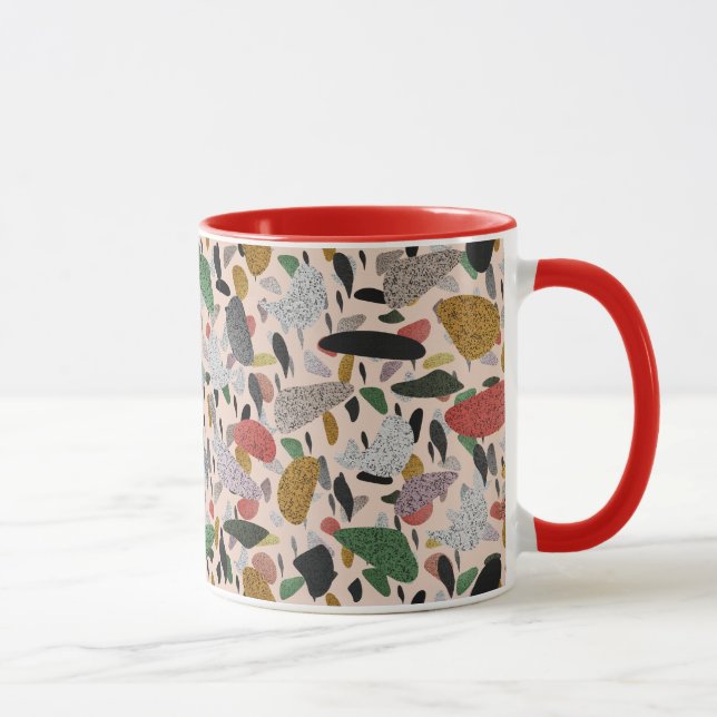 Caneca Padrão Abstrato de Terrazzo em Estilo Artístico Mo (Direita)