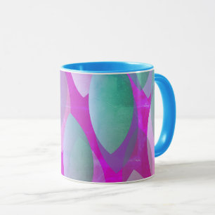 Caneca Padrão Abstrato Moderno Magenta Rosa Teal