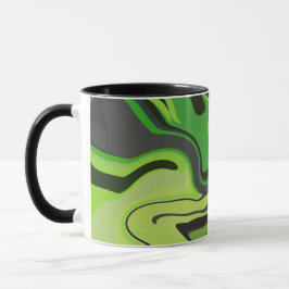Caneca Padrão Abstrato Verde Fluido