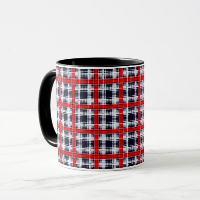 Caneca Padrão abstrato xadrez quadriculado contínuo re (Frente Esquerda)
