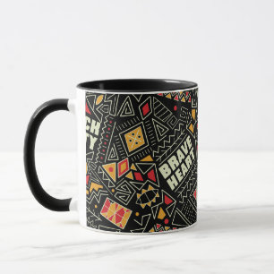 Caneca Padrão Afrocentrado Coração Bravo Unidade Negra