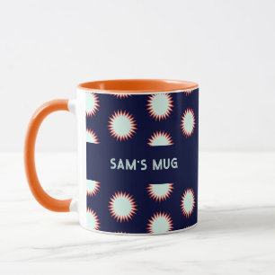 Caneca Padrão Alto Azul e Laranja Flash Adicionar o Nome