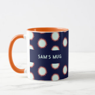 Caneca Padrão Alto Azul e Laranja Flash Adicionar o Nome