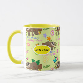 Caneca Padrão Amarelo Bonito, Preguiçoso Engraçado Citaçã