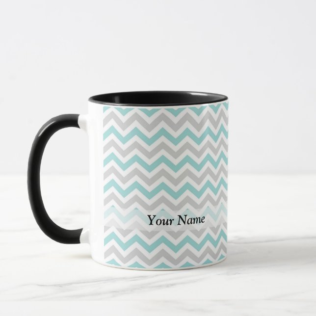 Caneca Padrão aqua e cinza (Esquerda)