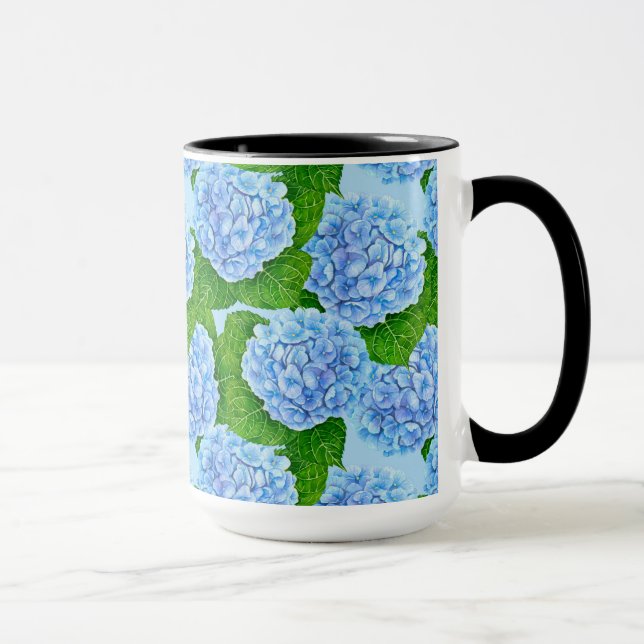Caneca Padrão aquoso de hydrangea azul (Direita)