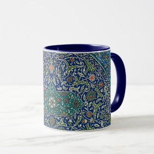 Caneca Padrão Árabe do Ornamentado Verde Laranja Azul