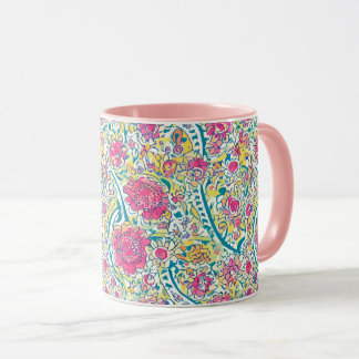 Caneca Padrão Árabe Floral Rosa