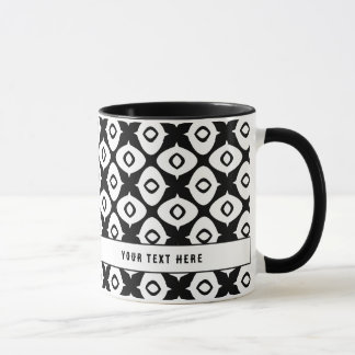 Caneca Padrão Arabesco Simétrico Preto e Branco Ousado