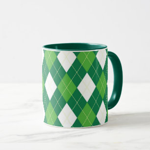 Caneca Padrão argyle, verde e branco