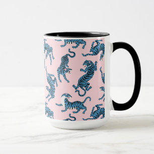 Caneca Padrão Asiático de Tigre Azul