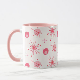Caneca Padrão Atômico de explosão de meio século rosa, ve