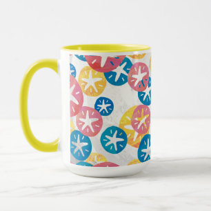 Caneca Padrão Azul Amarelo Amarelo de Dólar de Areia