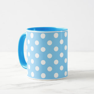 Caneca padrão azul com bolinhas brancas