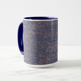 Caneca Padrão Azul de Arte de Thread Simples