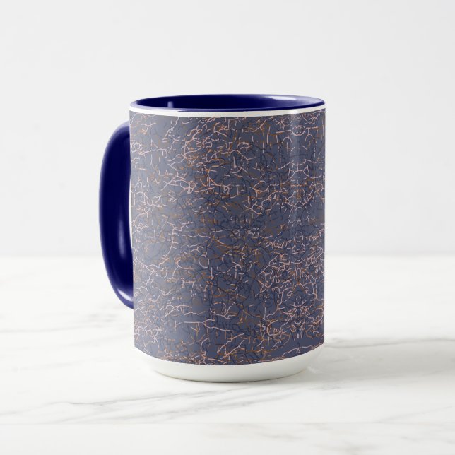 Caneca Padrão Azul de Arte de Thread Simples (Frente Esquerda)