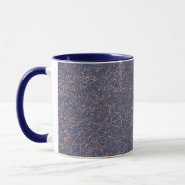 Caneca Padrão Azul de Arte de Thread Simples