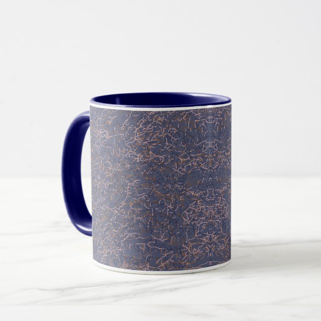 Caneca Padrão Azul de Arte de Thread Simples (Frente Esquerda)