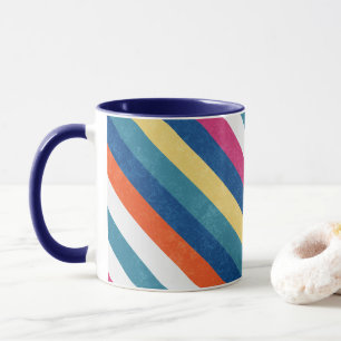 Caneca Padrão Azul Framboesa Laranja Amarelo Esbranquiç