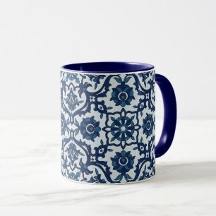 Caneca Padrão Azulejos Floral Azulejo Azulejos Azul