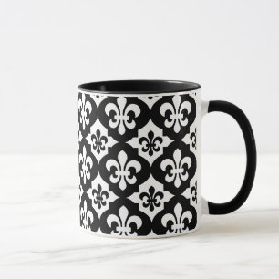 Caneca Padrão Black White Fleur De Lis