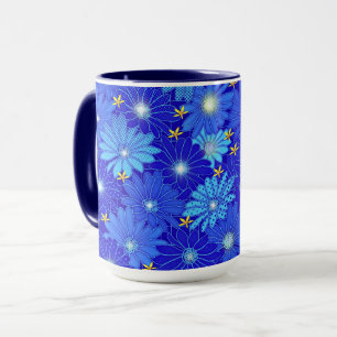Caneca Padrão bonito de margarida azul